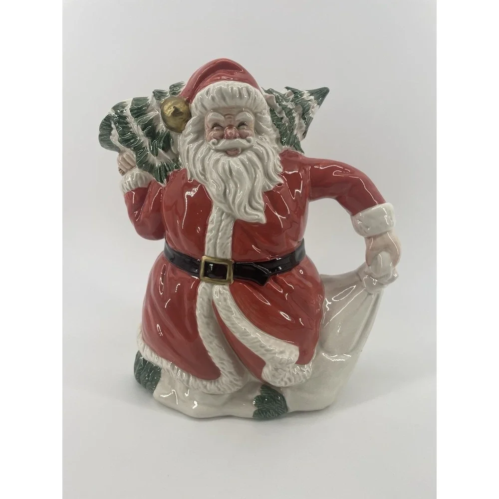 Omnibus Santa Pitcher 2 Qt Red 1989 Timeless Treasures German Ceramic Christmas
